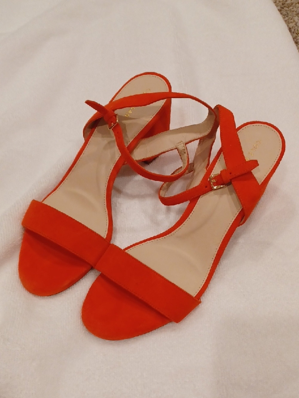 Cole Haan JOSIE -Women's Orange/Red Strappy Block Heel Sandals